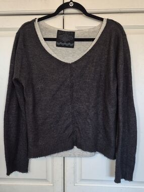 Press Charcoal V-Neck Women's Mohair Sweater